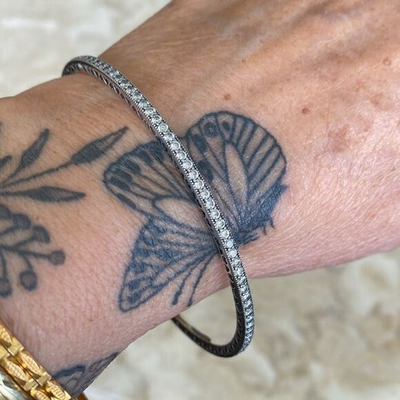 Pandora ALE 925 Oval Bangle Bracelet Twinkling Forever, Clear Cubic Zirconia - Picture 2 of 10